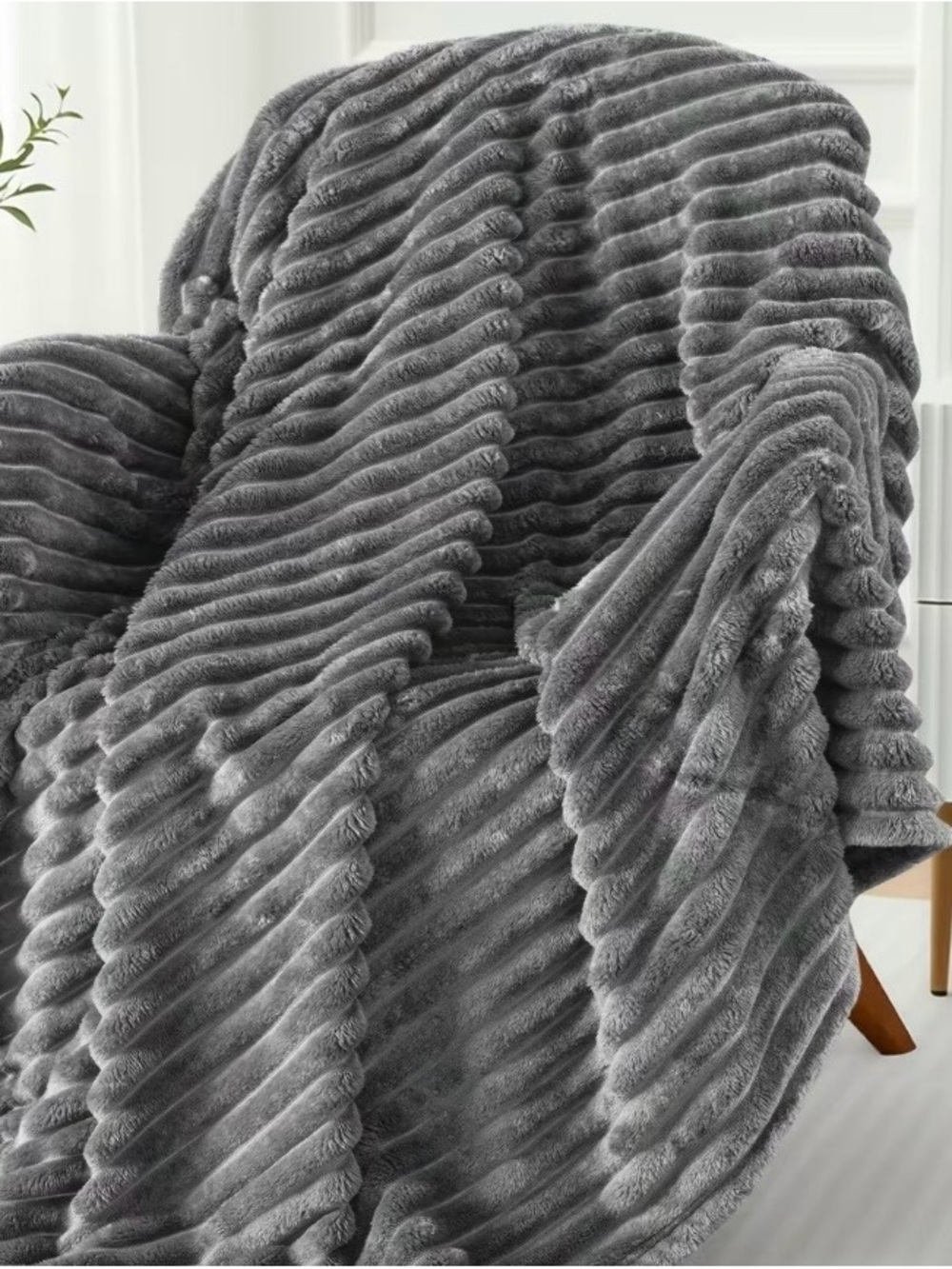 New in original package. Ribbed Plush Throw Blanket - Gray